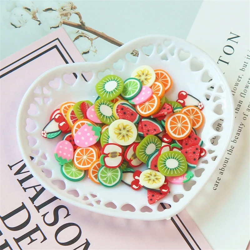 

10g Fruit Addition Slice Slime Clay Sprinkles for Filler Supplies Watermelon Kiwifruit Fruit Mud Decoration for Toys Kids Gift E