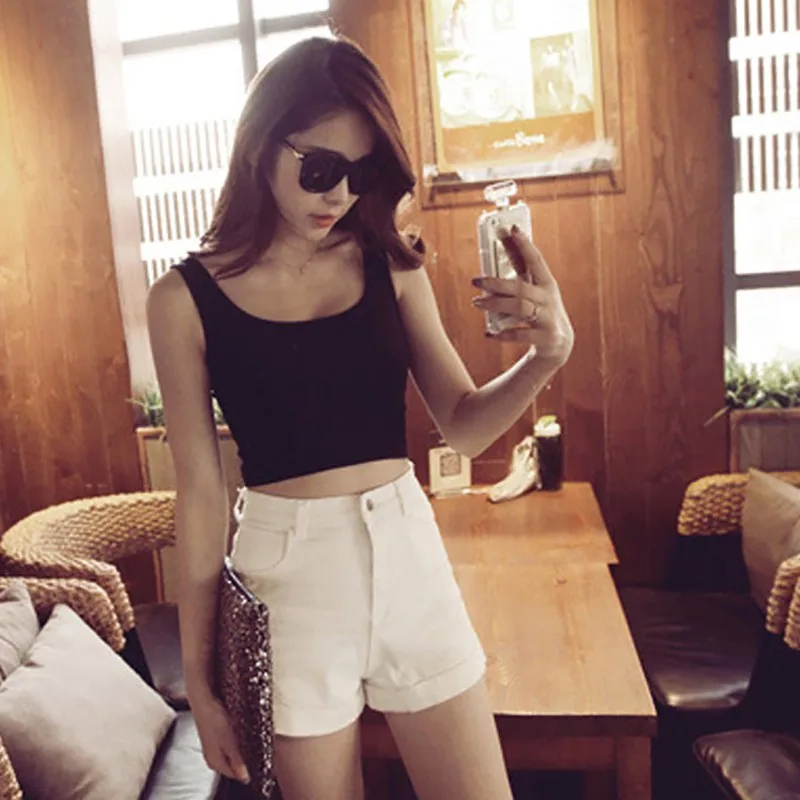 2019 Camisole short solid color bottoming shirt sexy umbilical half wrapped breast female tide white/black/gray 7 2019 Camisole short solid color bottoming shirt sexy umbilical half wrapped breast female tide white/black/gray 7