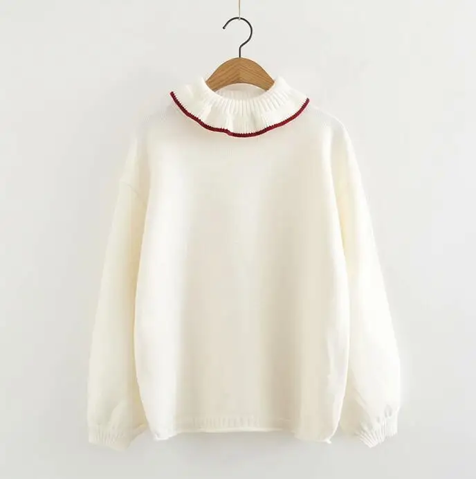 

Fashion Spring Women Pullover Sweet Ruffles Turtleneck Sweater
