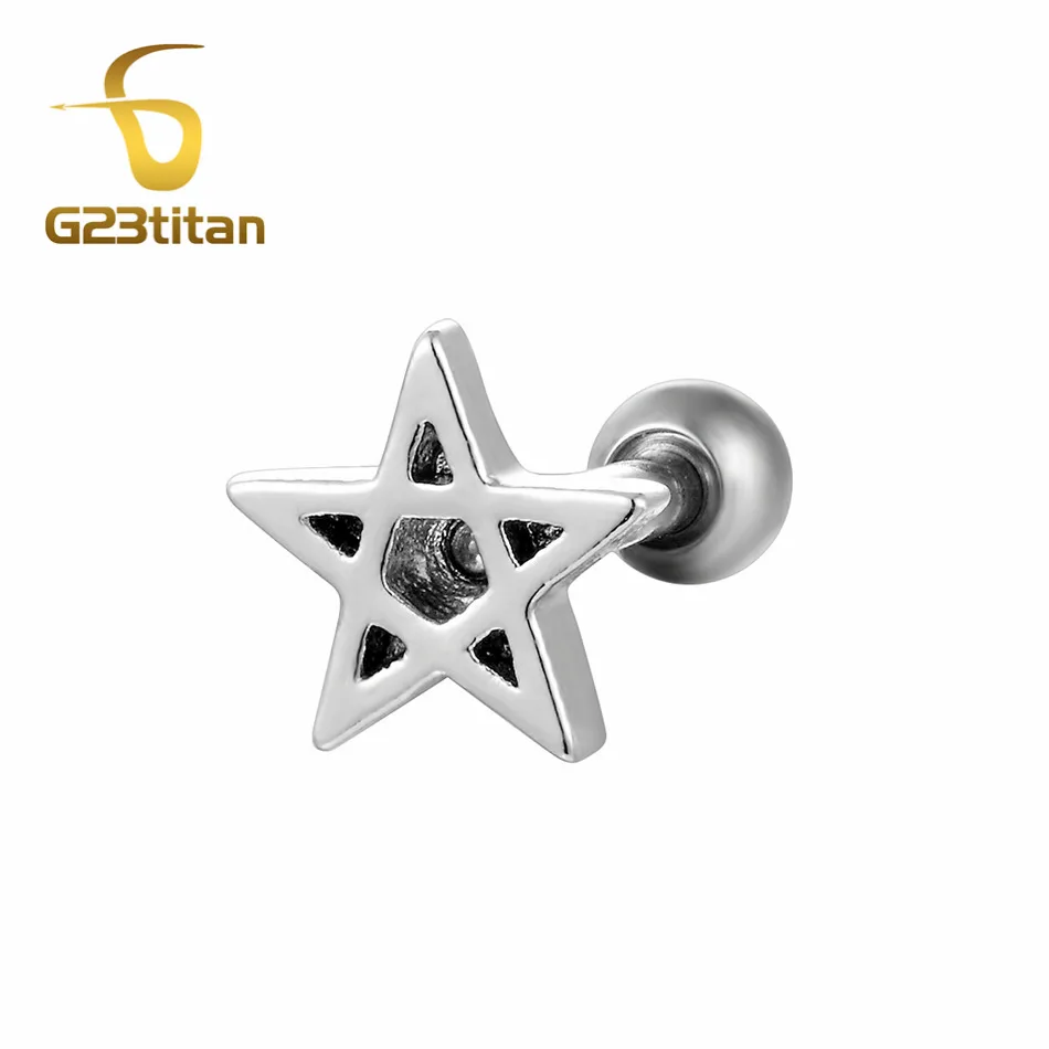 G23titan Ear Piercings Jewelry Mens Womens 16G 6mm Labret Studs for Lobe Tragus Piersing Fashion Ear Plugs Barbell - Окраска металла: Ear Tragus