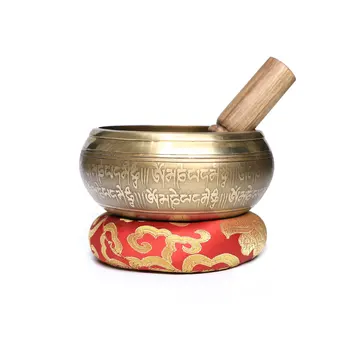 

Tibetan Copper Buddha Sound Singing Bowl Set Meditation Musical Percussion Instruments Home decoration with Striker And Cushion