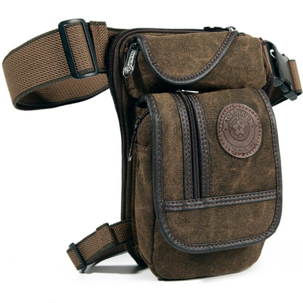 Для мужчин холст военные Путешествия Мотоцикл Crossbody хип пояс бум поясная сумка