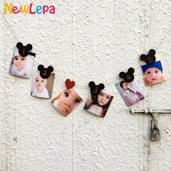 

2016DIY Mickey Minnie Design Wood Clips Photo clips Photo Props Banner Bunting Creative Chic Party Decoration Hanging Decoration