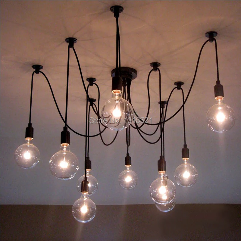 Потолочная люстра в скандинавском стиле с лампочками Эдисона|edison bulb light chandelier|art