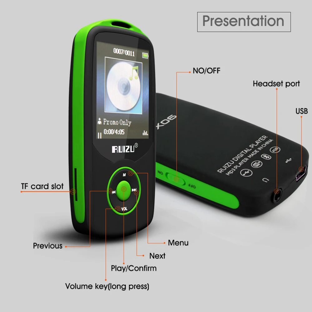 Ruizu X06 без потерь Flac Портативный Hifi Цифровой Спорт Аудио экран Mp 3 Музыка Mp3 плеер