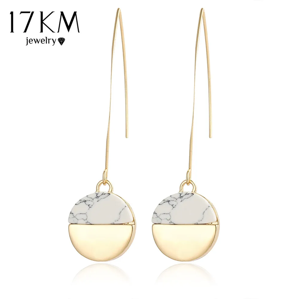 

17KM Fashion Steampunk Earrings Gold Color Geometric Drop Earrings For Women Vintage White Stone Long Pendant Dangle Earring