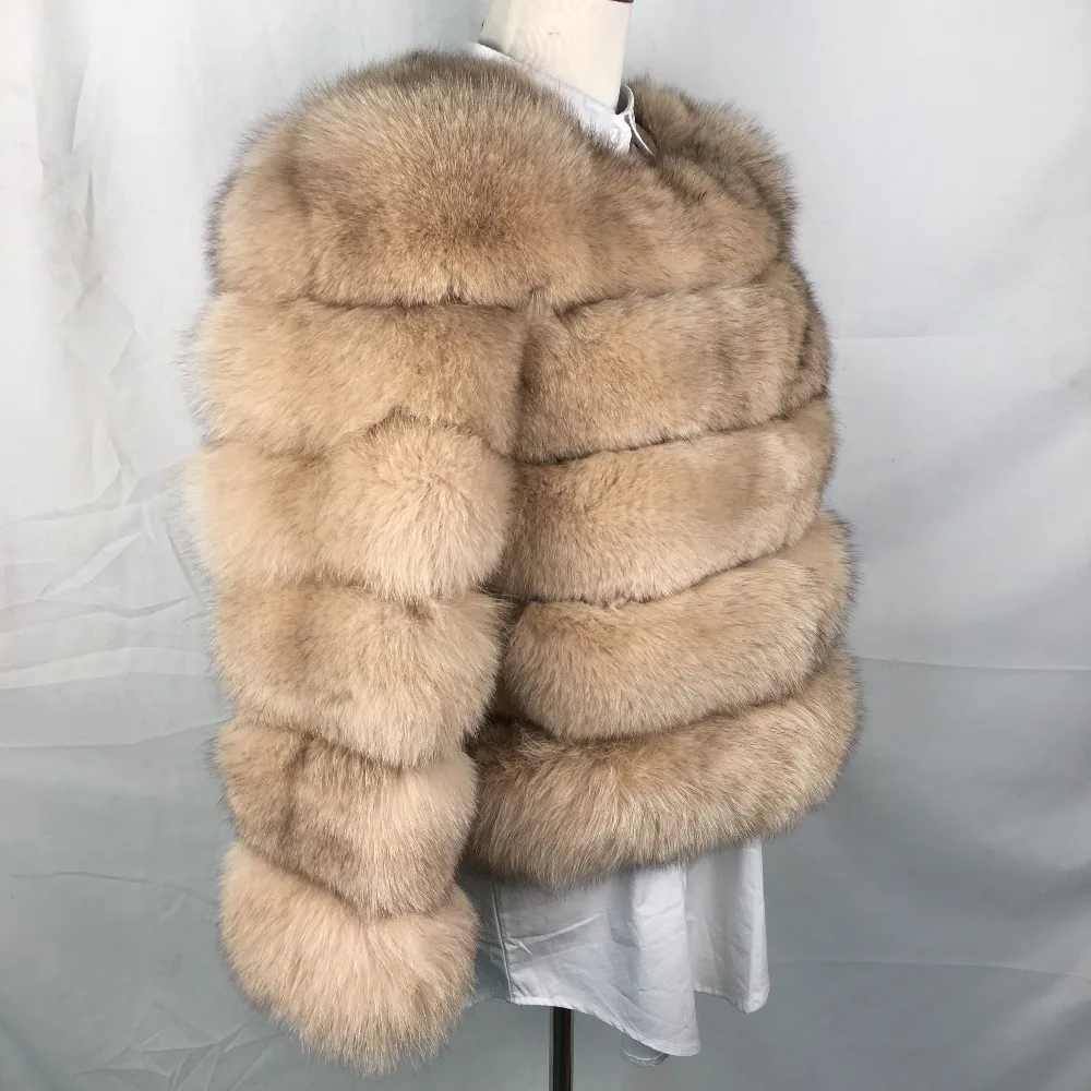 Женская теплая шуба из натурального Лисьего меха, короткая зимняя меховая куртка, верхняя одежда из натурального меха голубой лисы, пальто для женщин
