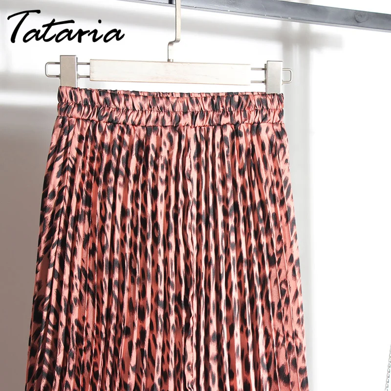 Tataria, Женская плиссированная юбка с леопардовым принтом, змеиная, Faldas Mujer, на завязках, эластичная талия, зимние, до середины икры, плиссированные юбки для женщин