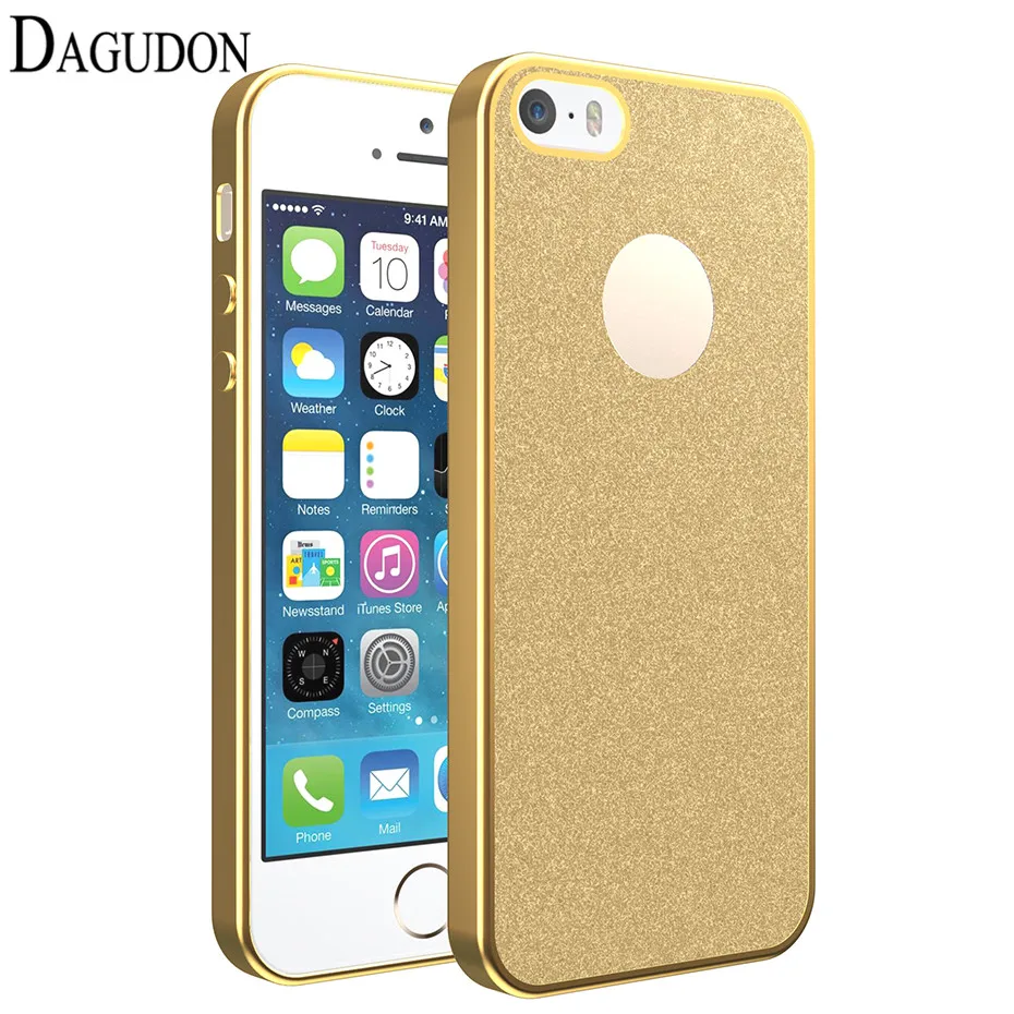 DAGUDON Luxury Bling Glitter Case For Apple iphone 5S Soft Silicone Cover iPhone 5 Transparent Plating |