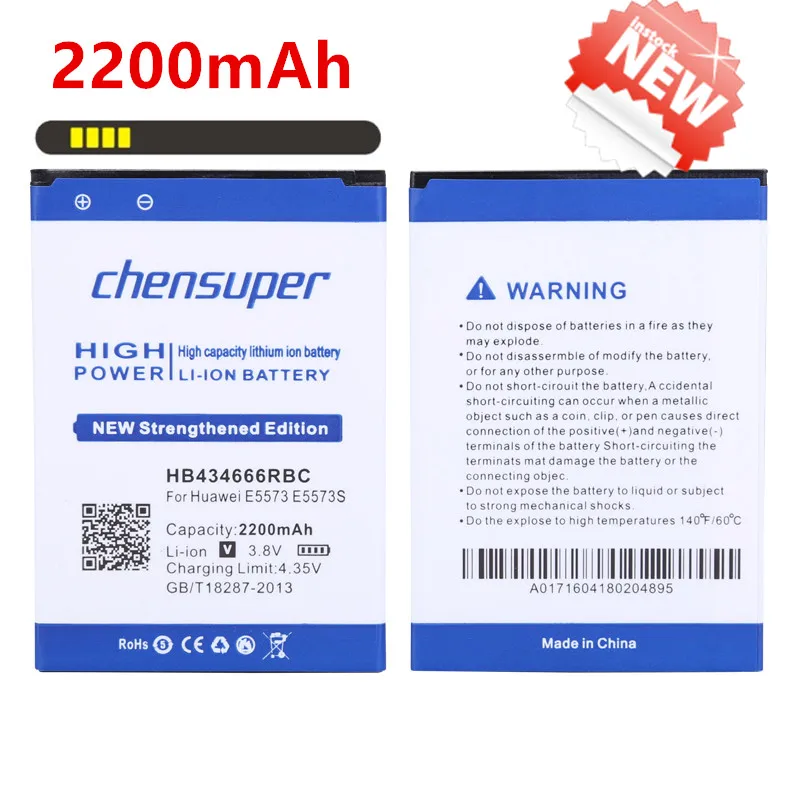 Nuova Batteria Mobile 2200Mah Hb434666Rbc Per Huawei E5573 E5573S E5573S-32 E5573S-320 E5573S-606 E5573S-806 Batteria