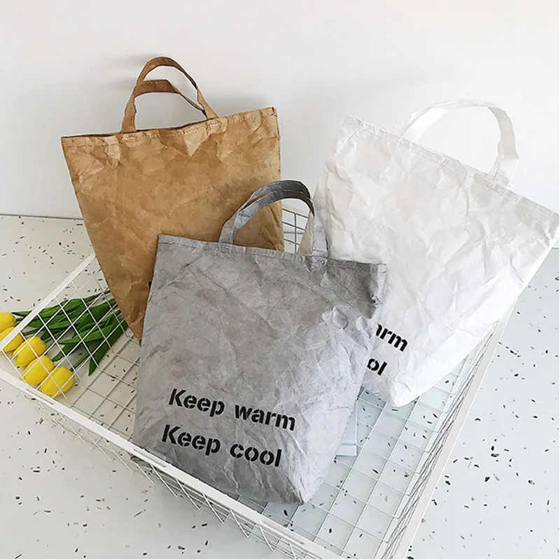

2019 New Arrival Grocery Tote Environmental Protecting Paper Reusable Shopping Bags Lightweight Handbag for Women