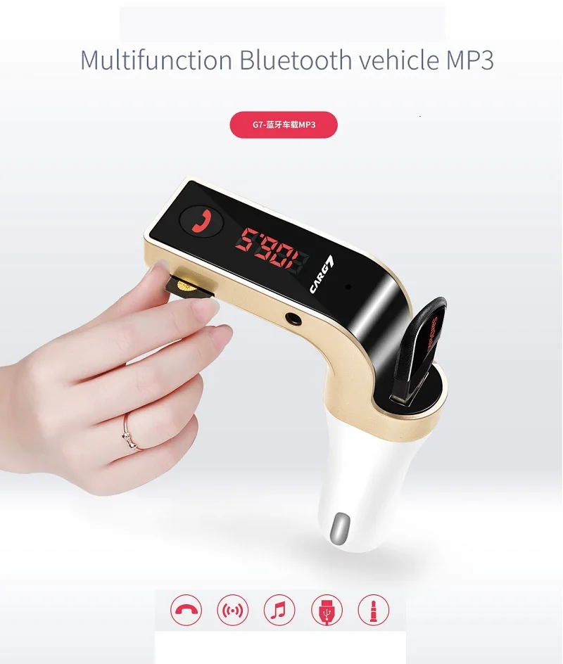 Carg7 многофункциональная гарнитура Bluetooth A2DP автомобильный baseus Fm USB Автомобильное bluetooth зарядное устройство Быстрая зарядка для iPhone samsung адаптер