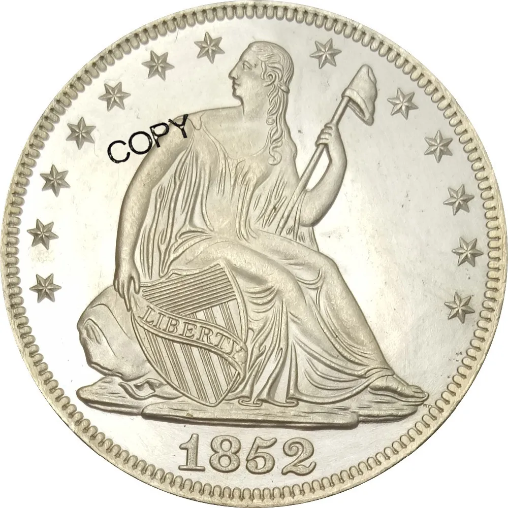 Соединенные Штаты свободы сидя половина долларов 1852 без девиз над орлом Reeded Edeg