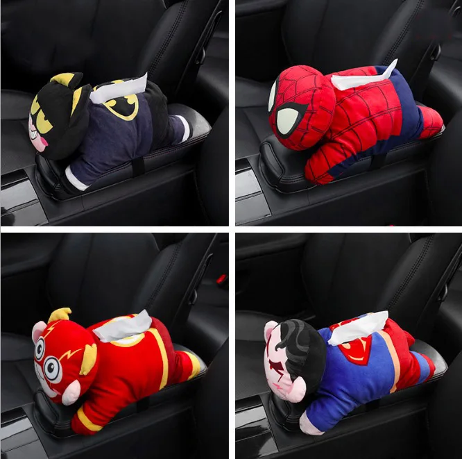 Мстители автомобиля плюшевая коробка для ткани Бэтмен Человек-паук Железный человек Капитан Супермен Мягкие плюшевые игрушки куклы