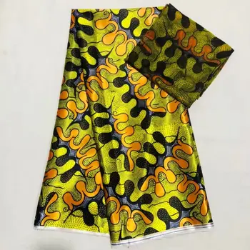 

4Y+2Yards Wonderful yellow printed pattern korea chiffon silk lace fabric smooth african satin material for dress LS5-2