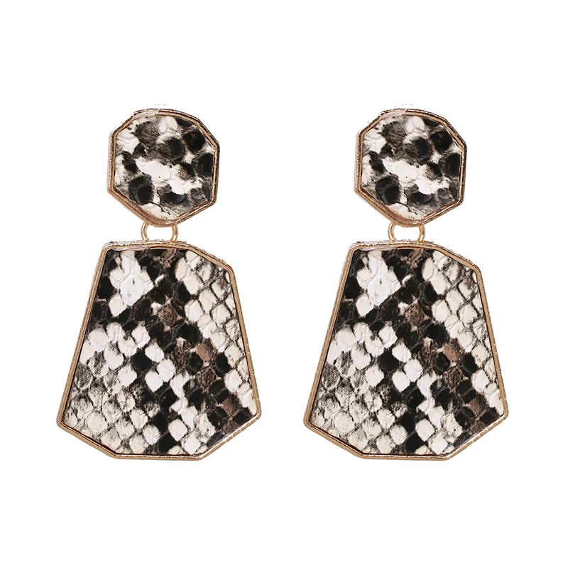 Винтажные висячие серьги FASHIONSNOOPS из змеиной кожи для женщин большие эффектные