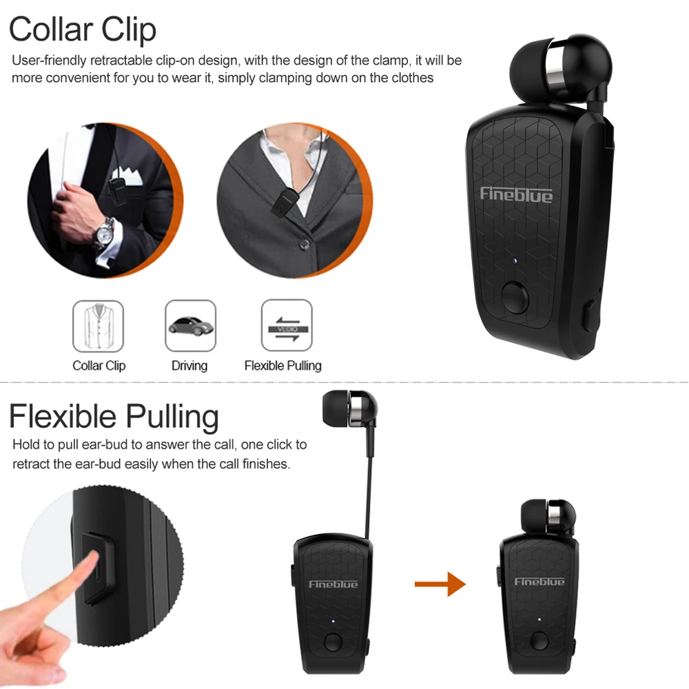 Fineblue FQ-10 клипса для головных телефонов-на беспроводной Bluetooth кабель для наушников выдвижной BT 5,0 наушники-вкладыши музыкальные гарнитуры Hands-free с микрофоном