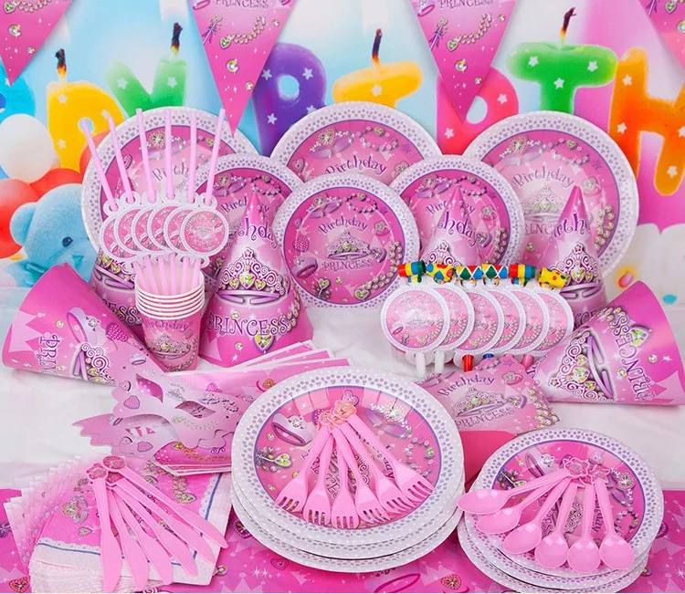 90pcs Princess girl Kids Birthday Decoration Set Princess Theme Party Supplies Baby Birthday Party pack8