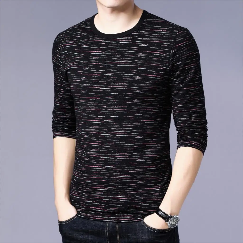 New Fashion Men T-shirt Slim Fit Camiseta Masculina Cotton T-shirt  Long Sleeve Stylish Luxury O-Neck Fitness Tee Shirt Homme
