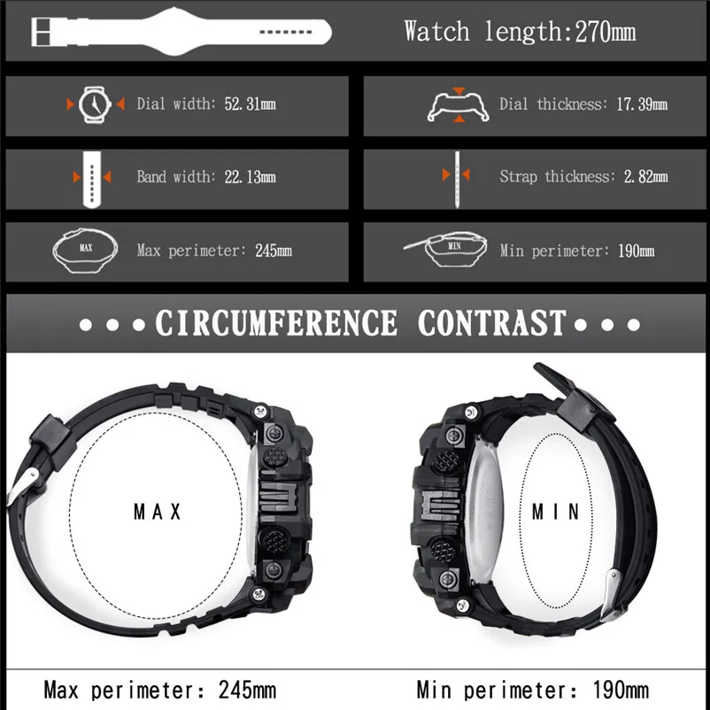 SYNOKE brand men sports watches Function Military Watch LED Digital Dual Movement Wristwatch Clock relojes hombre O29#N (6)