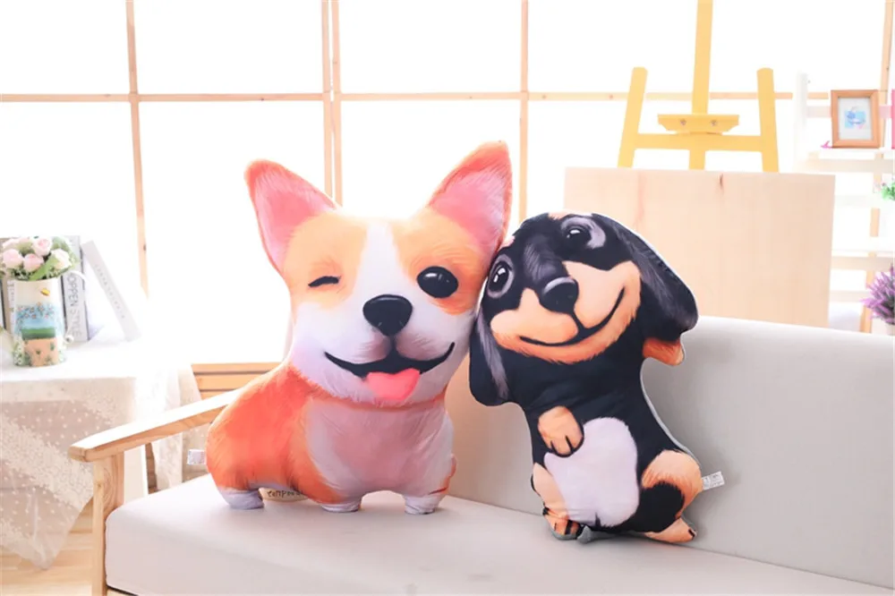 Fancytrader 3D Animal Corgi Plush Pillow Shiba Inu Dogs Toy Cartoon Pomeranian Dachshund Stuffed Doll Creative Decoration 90cm4