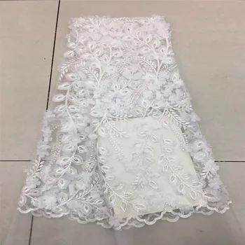 

Light blue french lace high quality 2018 europe and america fashion 3d lace fabric white african fabric for wedding HJ61-1