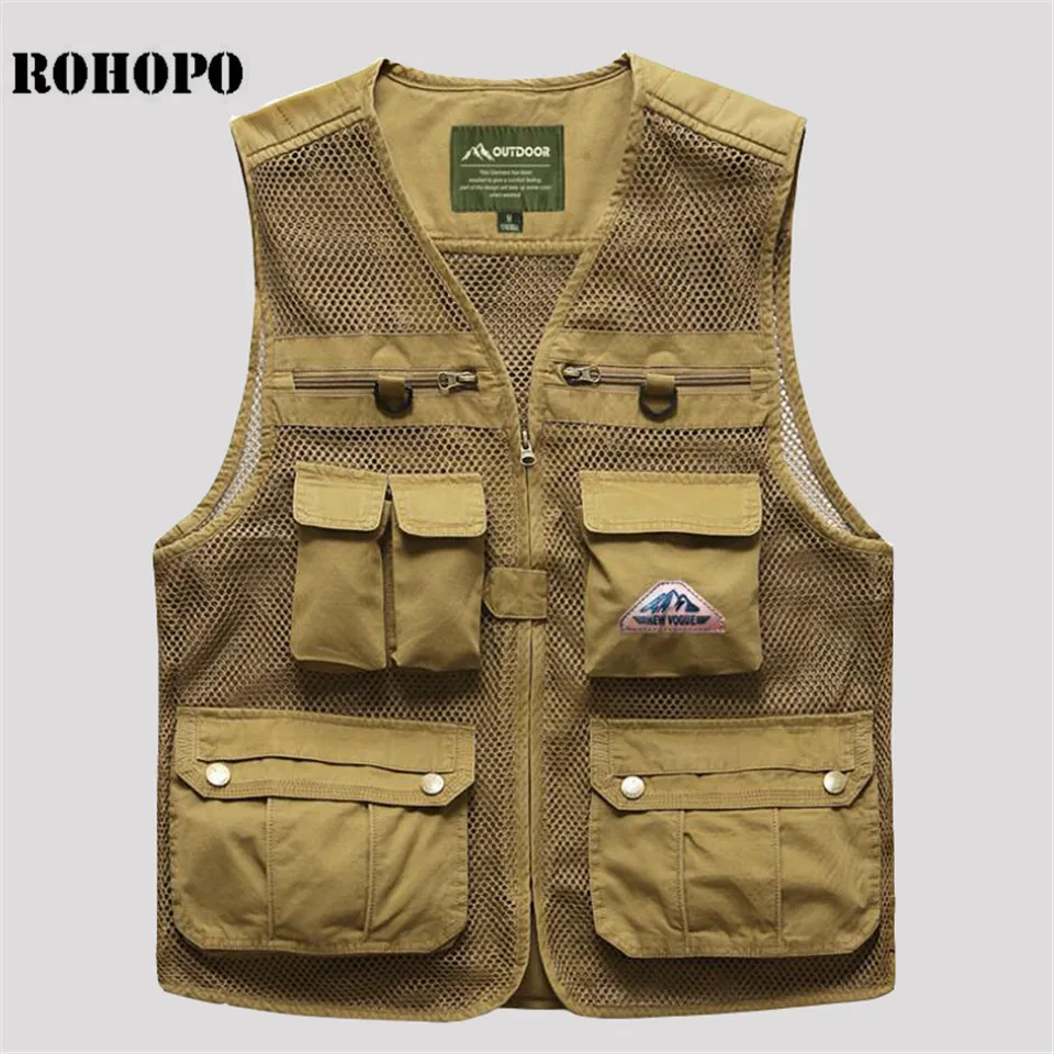 

AFS JEEP Quick Dry Summer Autumn Vest For Man, Ventilate Net La pesca casual Vests,Solid Ligh colete fotografia,erkek yelek Bran