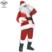 Wechery Для мужчин Для Женщин Рождественский костюм с большой бородой сапоги весь набор Санта Клаус костюмы плюс Размеры