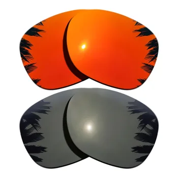 

(Orange Red Mirrored Coating+Black) 2-Pairs Polarized Replacement Lenses for Garage Rock 100% UVA & UVB Protection
