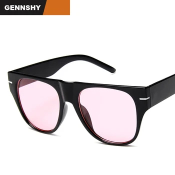 

2019 Europe And America Sunglasses Women Fashion Big Square Sunglasses Width Temple Unique Transparent Frame Ocean Lenses UV400