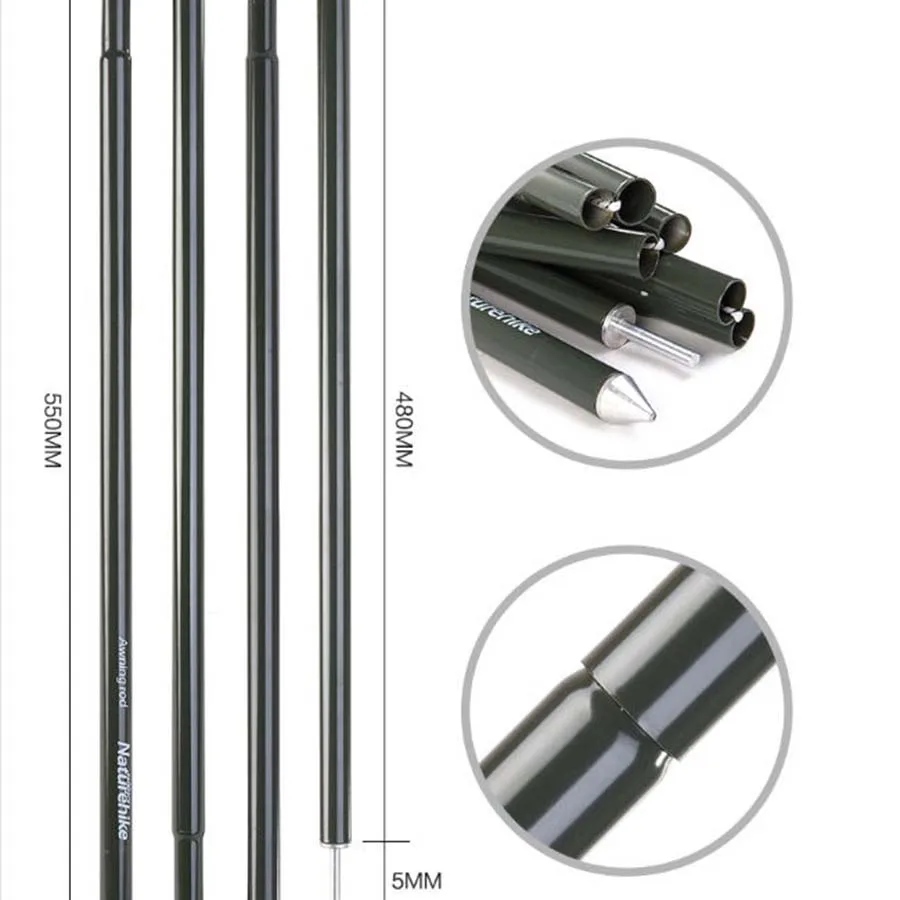 2*2 м алюминиевый сплав навес навеса палатки вертикально полюс для брезент палатки Крышка Тент Naturehike