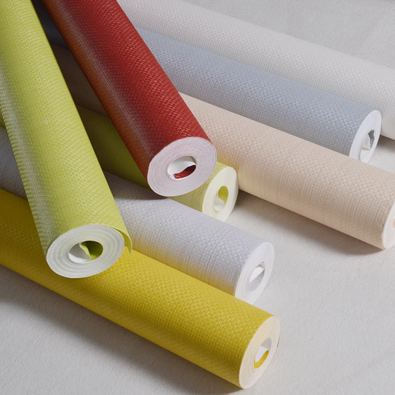 Us 33 49 33 Off Behang Modern Solid Color Grasscloth Wallpaper Roll For Living Room Walls Waterproof Pvc Vinyl Bedroom Straw Wall Papers Blue In