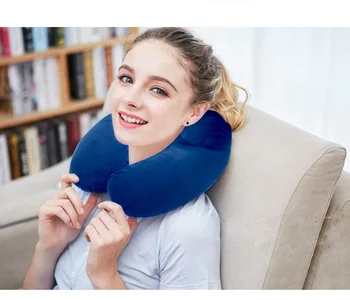

1pc Inflatable U-shaped Pillows Travel Outdoor Portable Pillow Neckrest Travel Folding Slow Rebound Train Plane Office