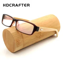 HDCRAFTER винтажная квадратная рамка для очков бамбуковые ножки прозрачные очки для мужчин и женщин деревянные оправа для очков