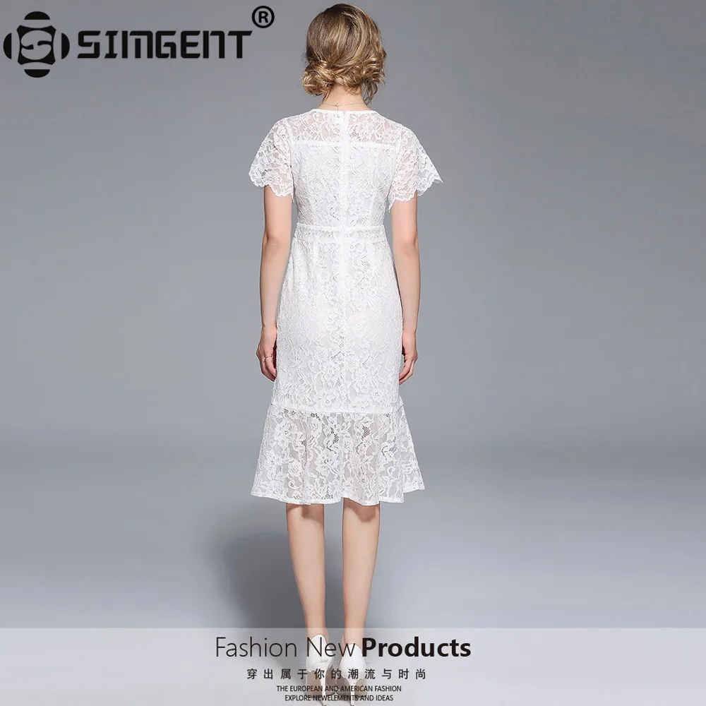 Simgent, летнее кружевное платье для работы, повседневное, тонкое, модное, с круглым вырезом, сексуальное, с вырезом, платья для женщин, ТРАПЕЦИЕВИДНОЕ, винтажное, Vestido Jurk, SG87184