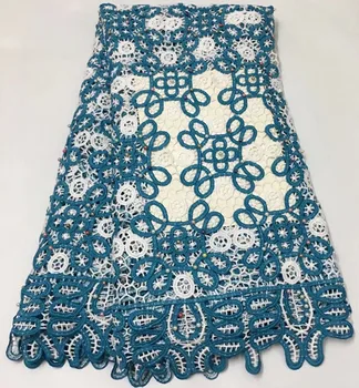 

Water soluble guipure lace fabric for party dress 5yard african lace fabric 2019 high quality cord lace fabric with beads EL-A18