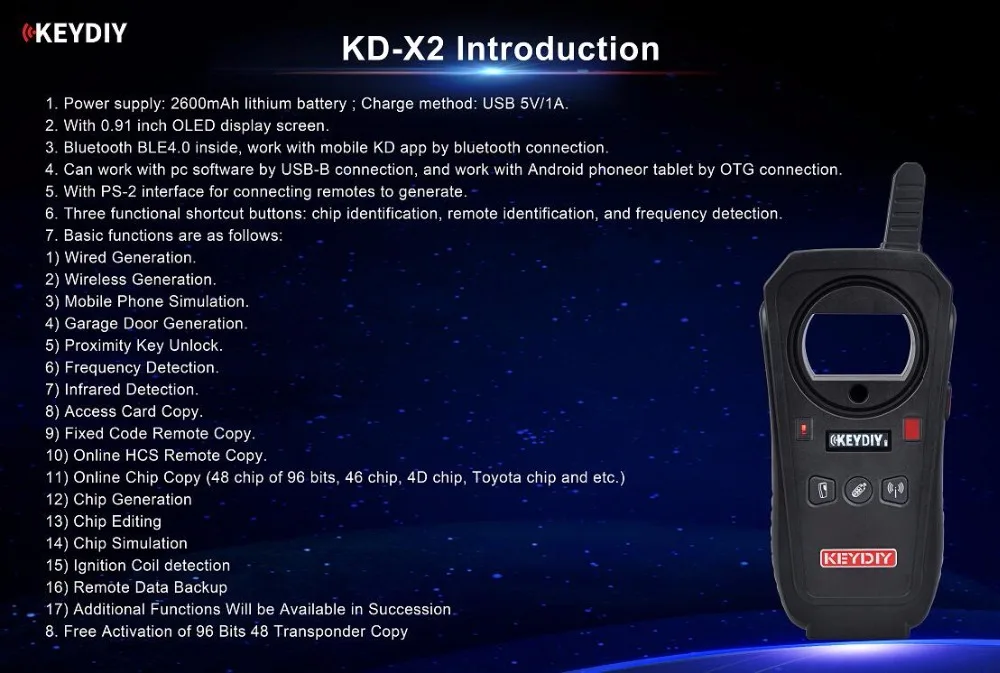 Новейший KEYDIY KD-X2 Автомобильный ключ гаражная дверь дистанционный генератор/чип-ридер/Частотный тестер/карта доступа копир с пультами KD900