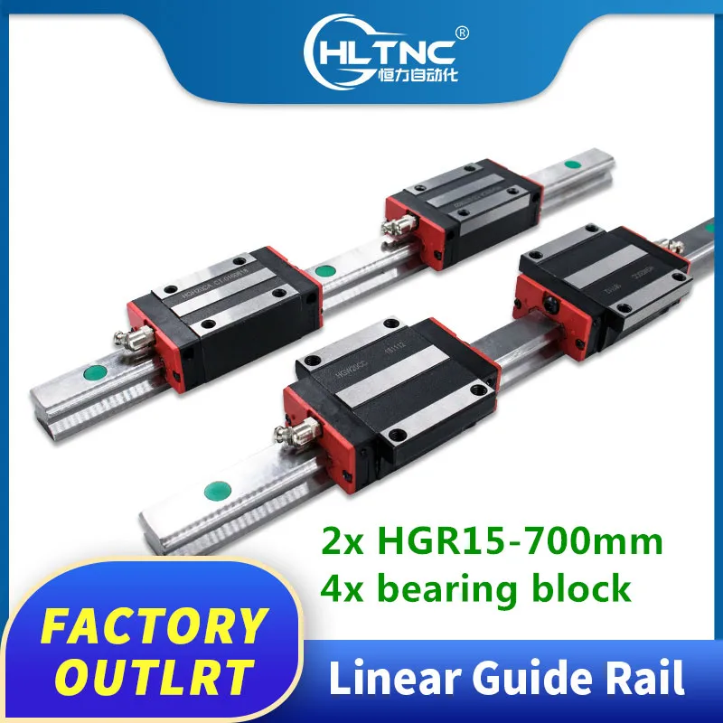

2pc HGR15 HGH15 Square Linear Guide Rail width 15mm 700mm+4pc Slide Block Carriages HGH15CA/flang HGW15CC CNC Router Engraving
