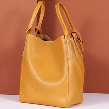 Роскошная классическая модная сумка на плечо, качественная натуральная кожаная сумка для шоппинга, сумка-ведро, Большая вместительная сумка-мессенджер, B43-61