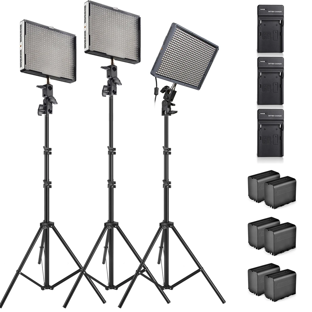 

Aputure Amaran AL-528S AL-528W CRI95+ Led Video Studio Light +Battery Pack for Sony NP-F960+Battery Charger + Light Stands