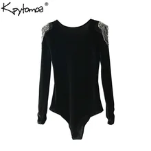 Винтажное бархатное Женское боди с аппликацией из бисера, модное Сексуальное Женское боди с открытой спиной и v-образным вырезом, женские пляжные костюмы на каждый день