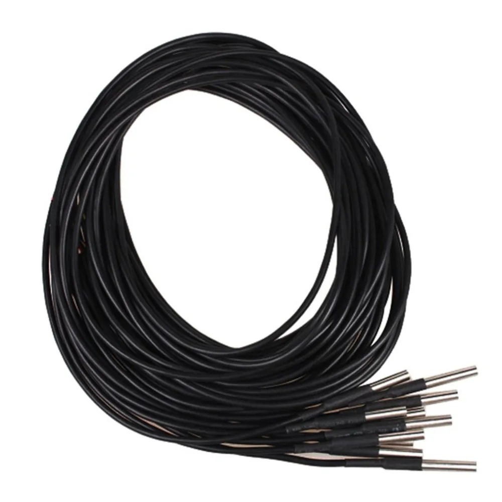 

10pcs 2m DS18B20 Waterproof Digital Temperature Sensor Probe Thermistor Thermal Cable 3.0V-5.5V Power Supply