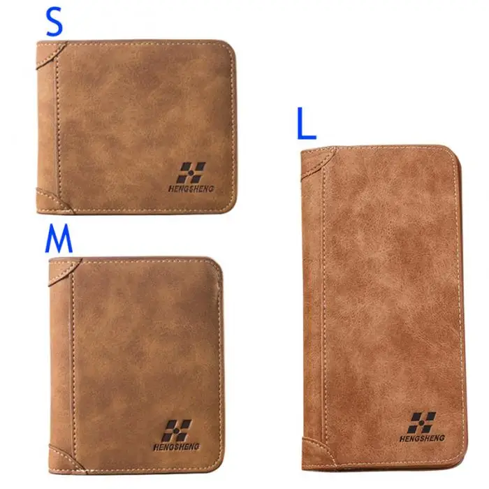 Vintage Men Wallet PU Leather Short/Long Purse Men's Three Folds Card Slots Wallet New