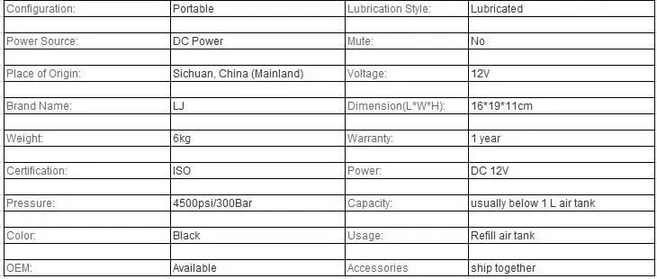 12V Портативный pcp воздушный компрессор с трансформатором