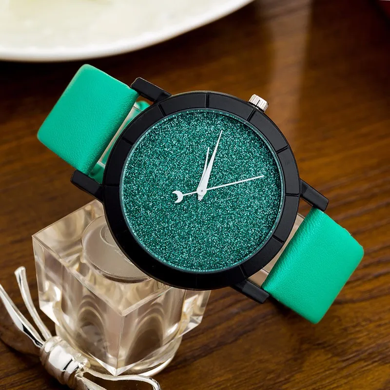 

Fashion Moon Design Analog Wristwatch Women Unique Romantic Starry Sky Dial Casual Leather Watches Ladies Dress Reloj femenino