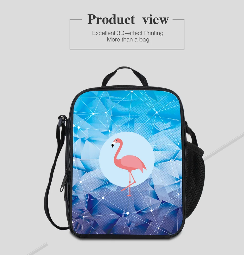 3 PCS Set 16 Inch Backpack With Pencil Case Lunchbag For School Flamingos Animal School Bags Children Custom Design Bagpack Pack