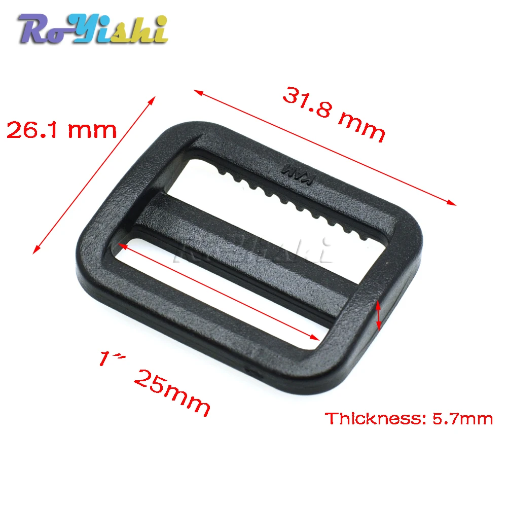 Plastic Adjust Buckles 10 Pcs/Pack Slider Tri Glide Wider Style Backpack Straps Webbing Black