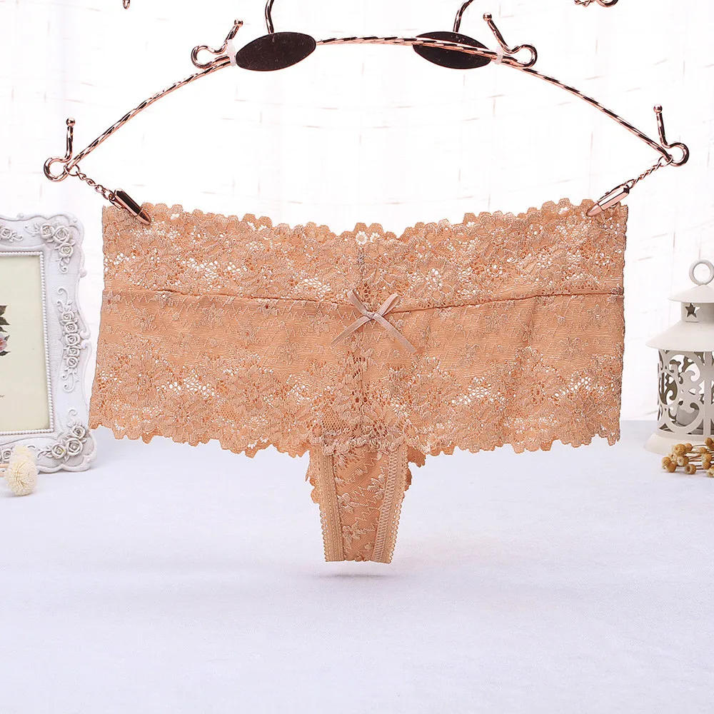 Sexy Lace Panties Women Fashion Cozy Lingerie Tempting Pretty Briefs High Quality Cotton Low Waist Cute Women Underwear - Цвет: Beige