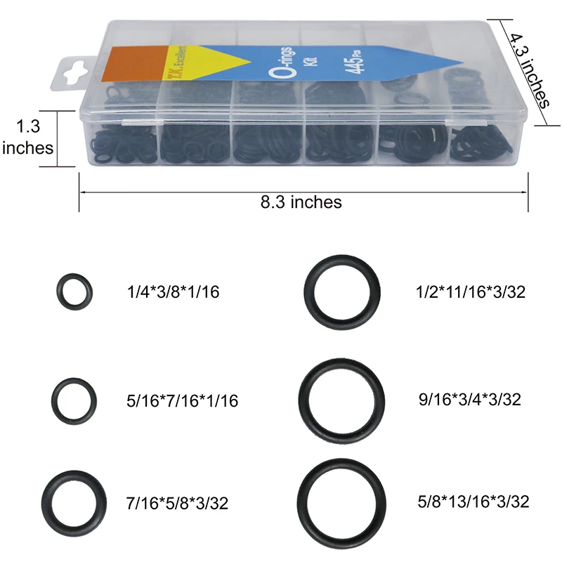 T. K. Отличные уплотнительные кольца шайбы Assort Мужские t набор для мужчин набор инструментов шайба застежки резиновые черные многоразмерные многоразовые Многоразовые кольца 445 шт