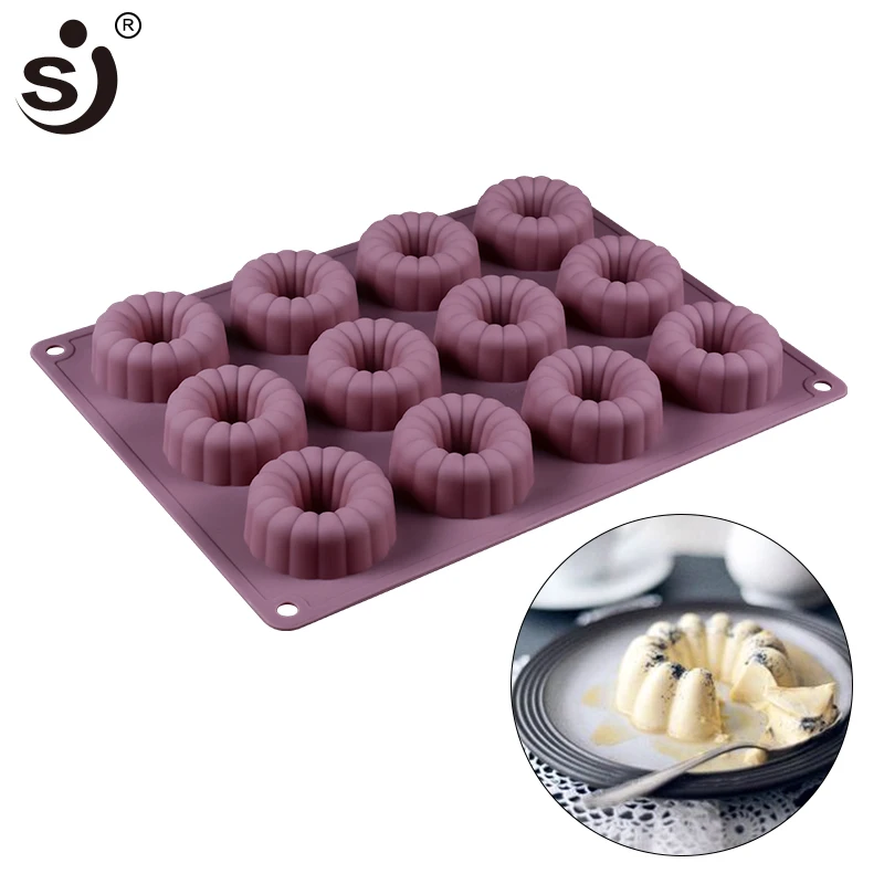 

SJ 12 Lattices Silicone Cake Bakeware Fondant Cupcake Decorating Cake mold Cookies Muffin Chocolate Tools